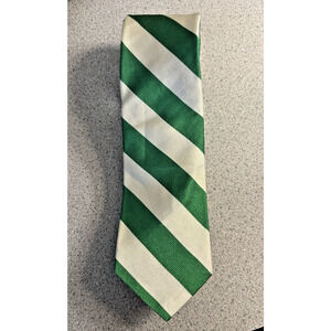 Vintage Rooster green stripe silk tie Preppy casual EVC